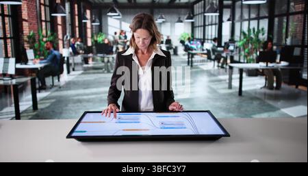 Engineers At AI Business Research Center Use Node Editor Software. Stock Photo