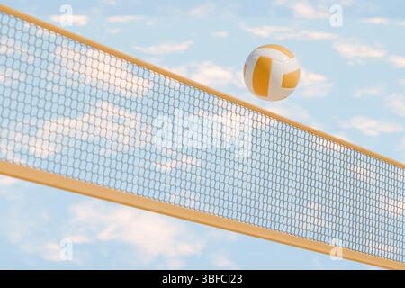Volleyball in the sky, outdoor summer activity.3d rendering Stock Photo