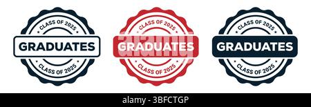 Graduates Class of 2025 Vintage Badge Labels Set Stock Vector