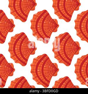 Seamless Pattern of Vibrant Red Seashells with Elegance Stock Vector