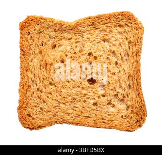 thin square rusk of multigrain wheat bread cutout on white background Stock Photo