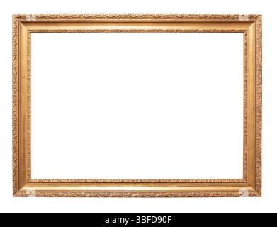 vintage horizontal golden picture frame cutout on white background Stock Photo