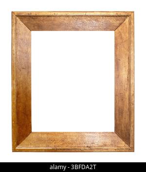 old vertical flat wide golden picture frame cutout on white background Stock Photo