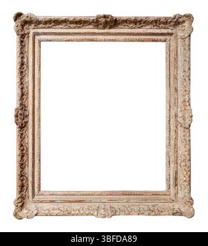 antique vertical baroque white picture frame cutout on white background Stock Photo