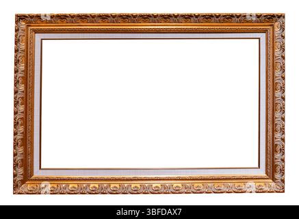 vintage horizontal picture frame with passe-partout cutout on white background Stock Photo