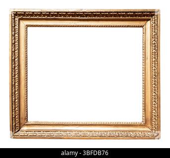 old horizontal golden painting frame cutout on white background Stock Photo