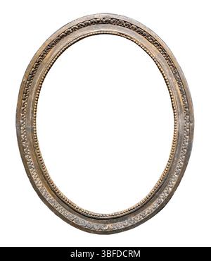 retro vertical silver picture frame cutout on white background Stock Photo