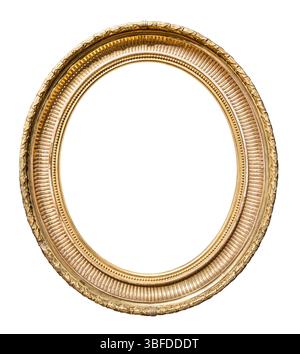 antique vertical oval carved picture frame cutout on white background Stock Photo