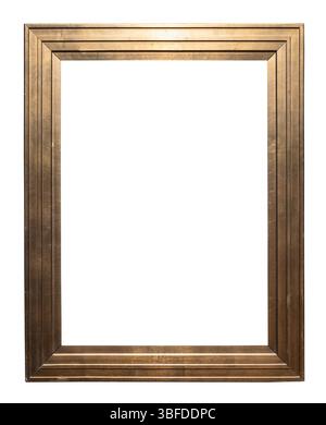 vintage vertical golden flat painting frame cutout on white background Stock Photo
