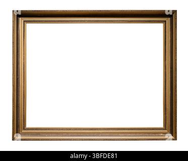 vintage horizontal black golden picture frame cutout on white background Stock Photo