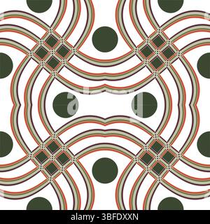 Sophisticated autumn-themed seamless pattern featuring earthy colored ribbons elegantly woven in a complex Celtic-inspired lattice design. The warm pa Stock Vector