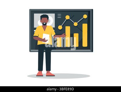 Animated Financial Presentation Business Growth Strategy Data Analysis Investment Success Professional Illustration Stock Vector