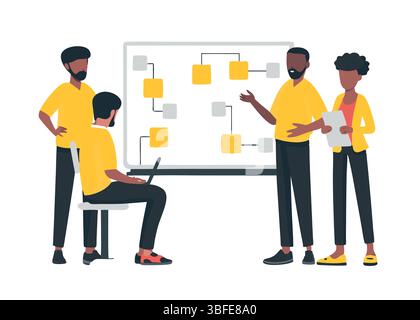 Strategic planning meeting collaborative teamwork brainstorm diverse group sticky notes Stock Vector