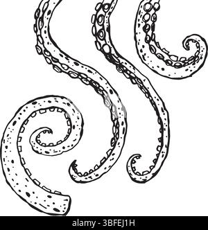 Vector drawing of octopus tentacles, one of which is cut off Stock Vector
