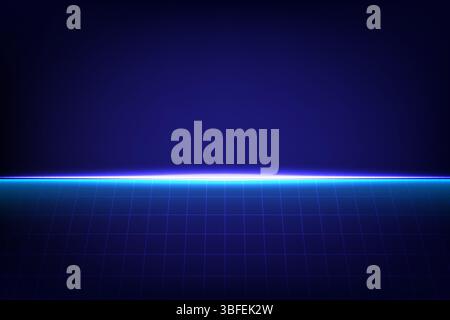 Abstract technology Horizontal Neon Laser lines of light and rectangle grid, vector illustration Stock Vector