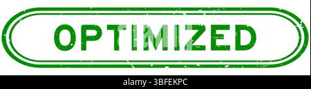Grunge green optimized word rubber seal stamp on white background Stock Vector