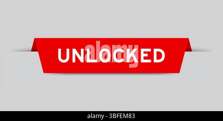 Red color inserted label with word unlocked on gray background Stock Vector