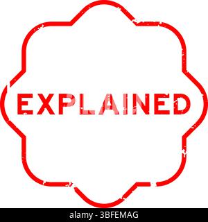 Grunge red explained word rubber seal stamp on white background Stock Vector