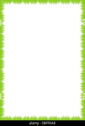 Green Grass empty frame. Trendy botany graphic template. Grass empty frame box. Hand drawn vector illustration isolated on white background Stock Vector