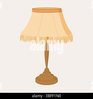 Retro table lamp isolated, vintage object, home decor vector flat Stock Vector