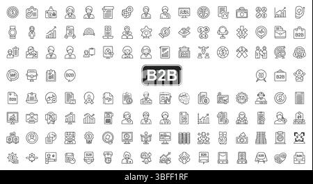 Set of Linear B2B Business to Business, Vector Icons, Icon Sheet. Stock Vector