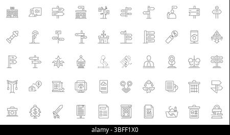 Set of Linear Signage Vector Icons, Icon Sheet. Stock Vector