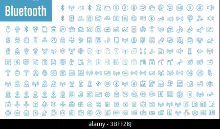 Set of Linear Bluetooth Vector Icons, Icon Sheet. Stock Vector