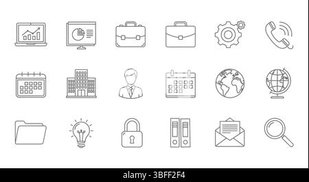 Set of Linear Corporate Vector Icons, Icon Sheet. Stock Vector