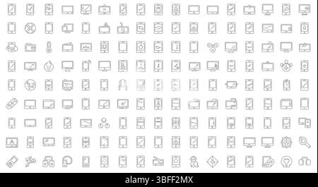Set of Linear Device Vector Icons, Icon Sheet. Stock Vector