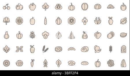 Set of Linear Vector Healthy Food Icons, Icon Sheet Stock Vector Image ...
