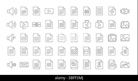 Set of Linear Media Vector Icons, Icon Sheet. Stock Vector