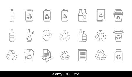 Set of Linear Recycle Vector Icons, Icon Sheet. Stock Vector