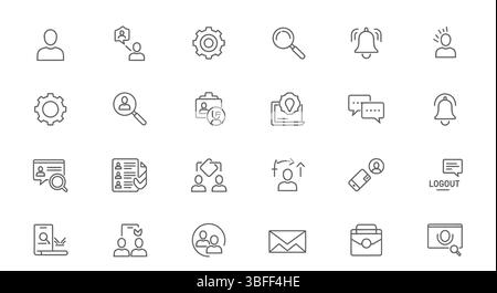 Set of Linear User Vector Icons, Icon Sheet. Stock Vector