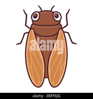 Cute cartoon cicada drawing, vector clipart illustration. Stock Vector