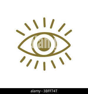 Bold hand-drawn eye symbol with rays, giving a mystical boho aesthetic to digital designs and spiritual art. Stock Vector