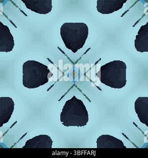 Black Heart Blue Background Vector Pattern Stock Vector