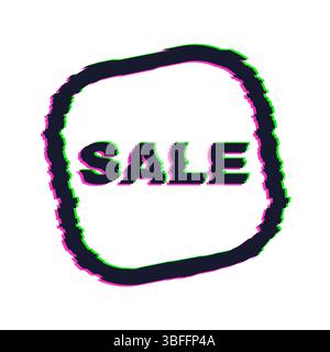 Distorted glitch sale banner with error effect on the edges and in text. Vector illustration. Stock Vector