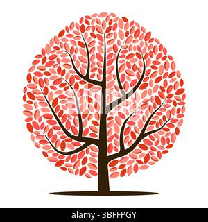 Vector tree with red leaves isolated on a white background Stock Vector