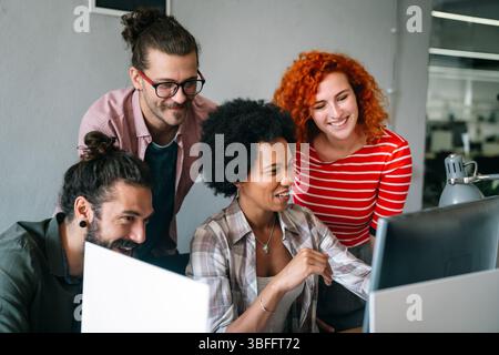 Software engineers working on project and programming in company. Startup business teamwork concept Stock Photo