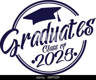 Creative Graduate Class of 2025 Vector Illustration with Cap and Diploma Stock Vector