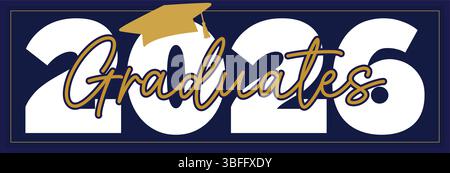 Bold and Trendy Class of 2026 Graduates Vector Illustration Stock Vector