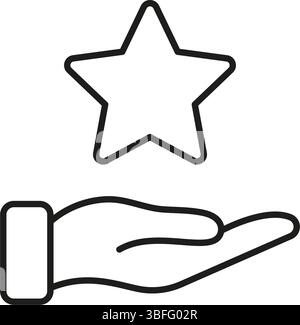 Hand Holding Star Line Icon. Achievement, Success, And Recognition Outline Symbol. Reward And Excellence Representation. Editable Stroke. Isolated Stock Vector