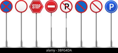 Realistic road traffic signs Stock Vector