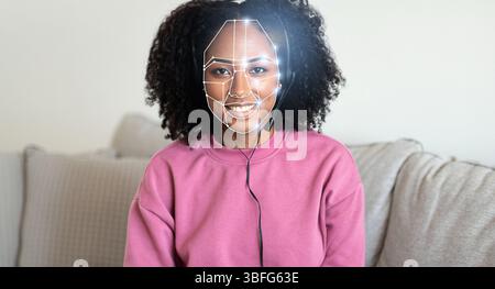 Facial recognition technology enhances identification in modern settings Stock Photo