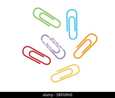 Office multi-colored paper clips. Vector illustration. Stock Vector
