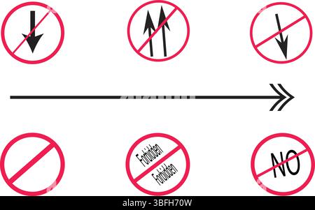 No smoking, no drinks, no phones red prohibition signs vector set for public place signage Stock Vector