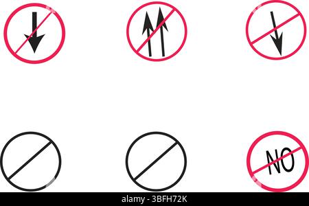 No smoking, no drinks, no phones red prohibition signs vector set for public place signage Stock Vector