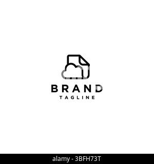 Simple Cloud Document Icon Logo Design. Simple Cloud Folder Line Logo Design. Stock Vector