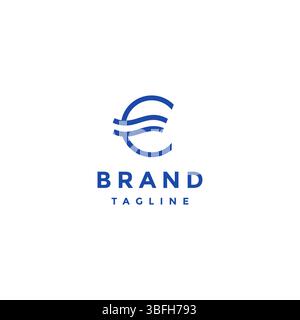 Elegant Letter C with Waves Lines Logo Design. Simple Initial Letter C Wavy Lines Logo Design. Stock Vector