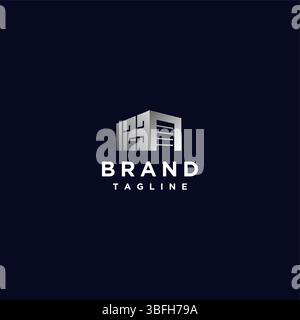 Number 123 Next to Storage Door Icon Logo Design. Simple Self Storage Place Numbered 123 Logo Design. Stock Vector